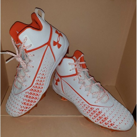 Under Armour Men\'s Hammer MC Football Cleats Size 10.5 White-Orange 3022836-117 main image 6